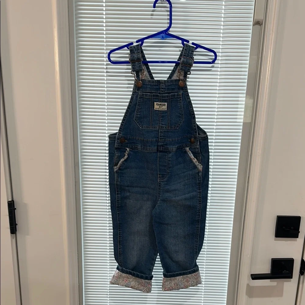 Denim Overalls for Kids with floral‎ accents